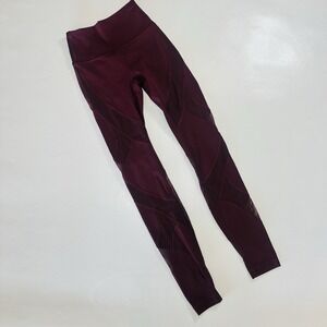 LULULEMON Wunder Under Mesh Hi-Rise Pants Mesh Panels Maroon Size 0